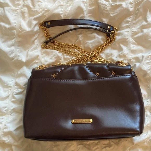 Rebecca Minkoff Edie Crossbody Handbag Bag Celestial Moon Stars Gold Hardware - Picture 2 of 6